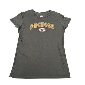 Green Bay Packers Women's NFL Apparel T-Shirt Short Sleeve Large Green Glitter